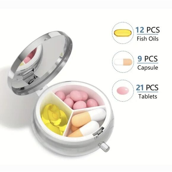 Wonderland Cottage Pill Box Medicine Mini Steel Case Mirrored Travel Purse Size - Picture 6 of 7